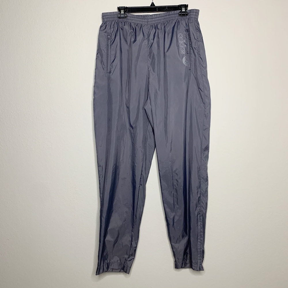 VTG Adidas 90s Grey Shell Logo Track Pants L